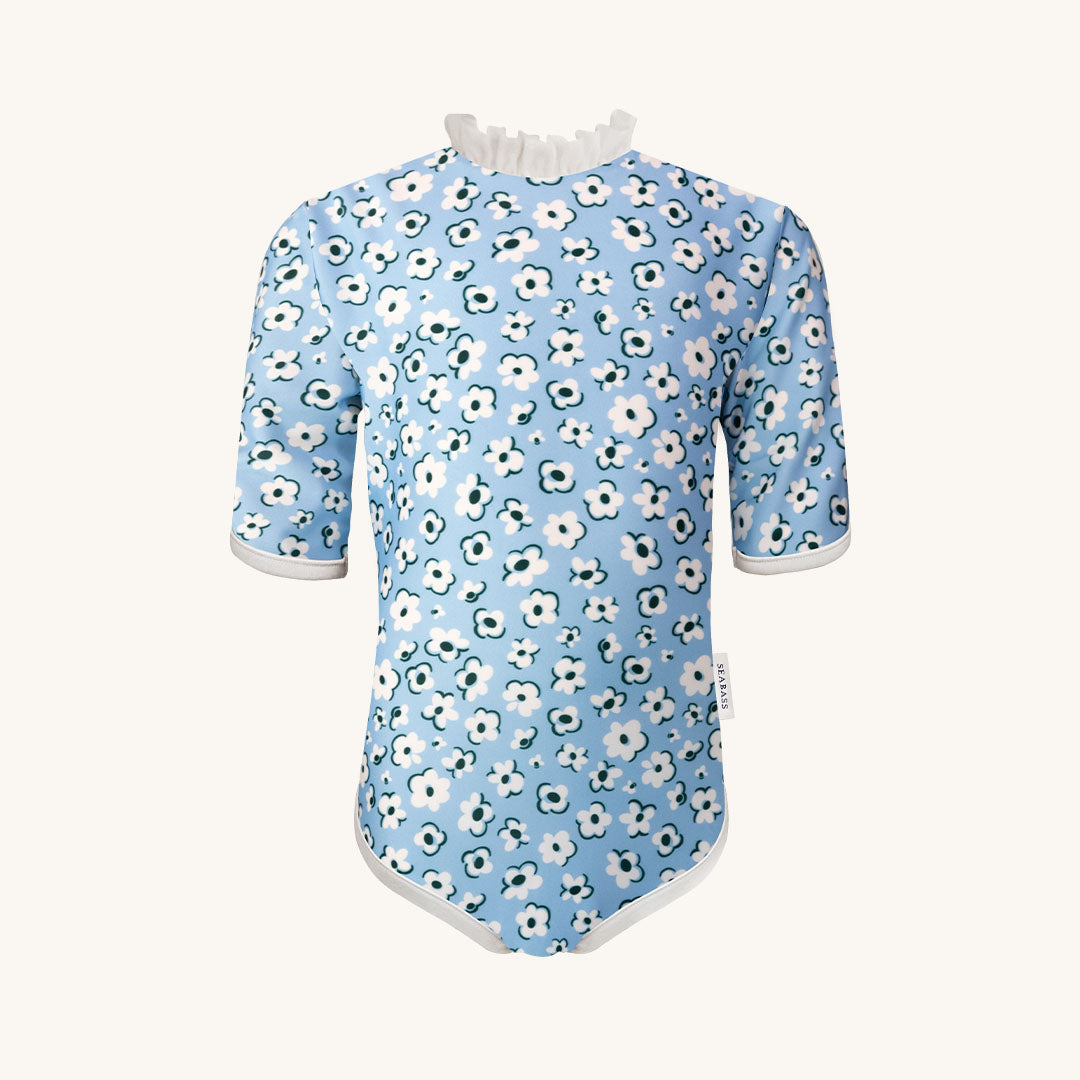 Mädchen Uv Badeanzug Palma Florence - Hellblaue Blumen