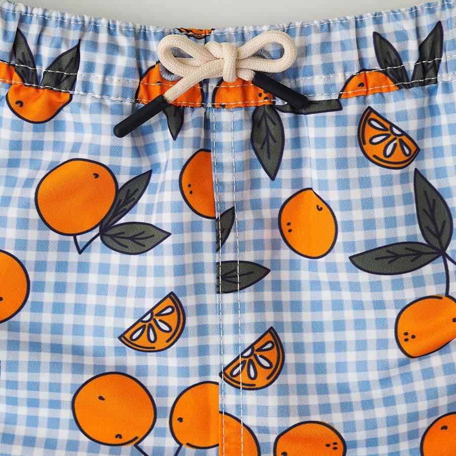 Jungs UV Badeshort Corsica - Orange Blau kariert