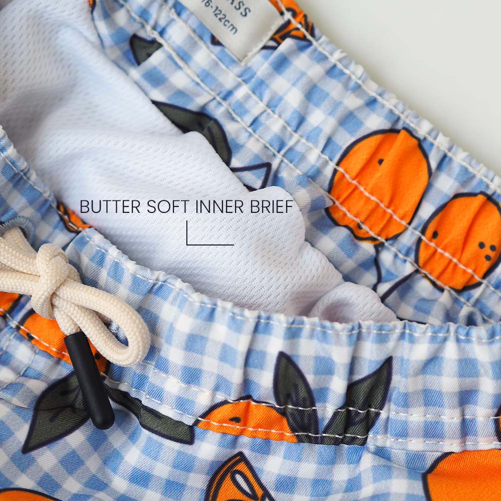 Jungs UV Badeshort Corsica - Orange Blau kariert