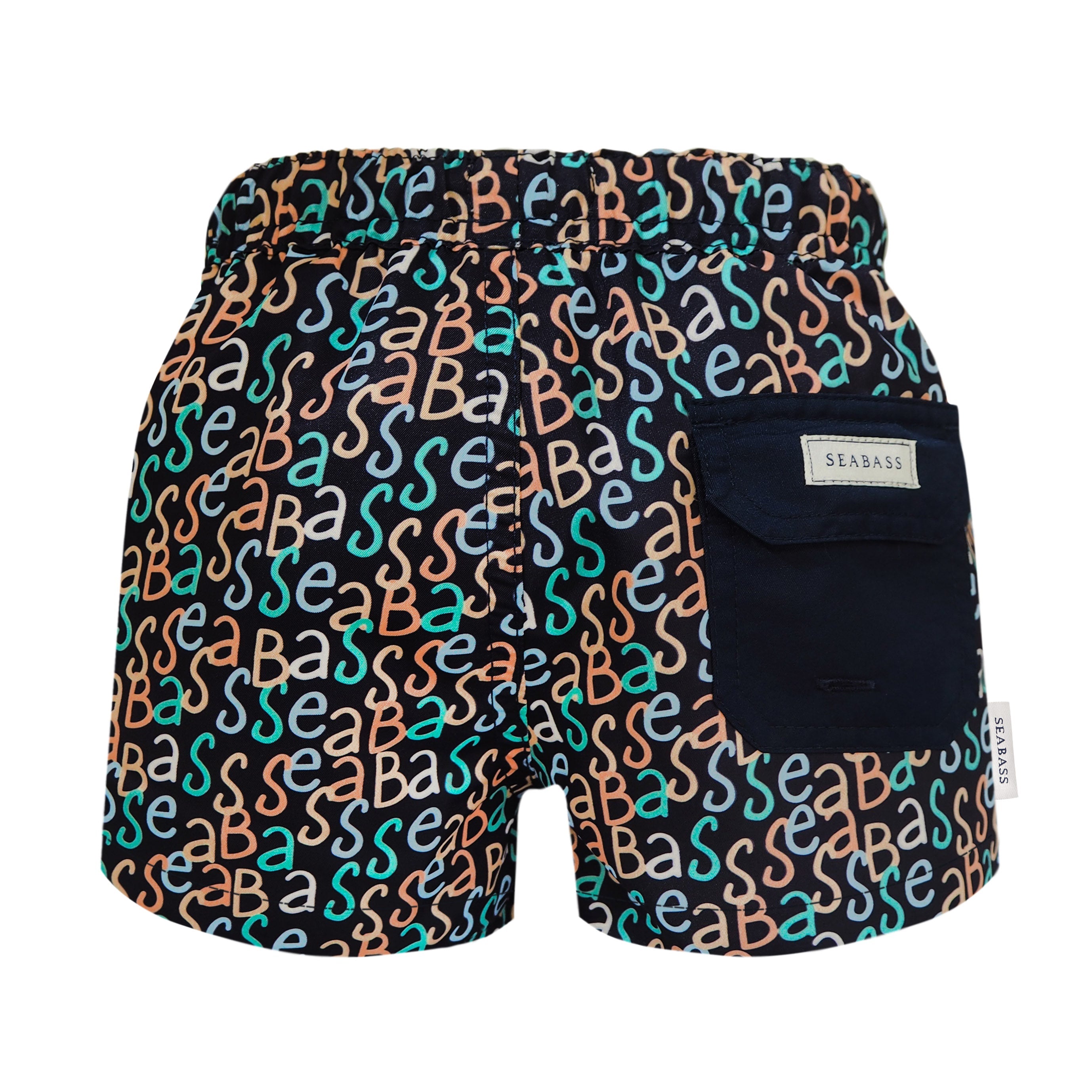 Männer UV Badeshort Hollywood - Marineblauer Logodruck