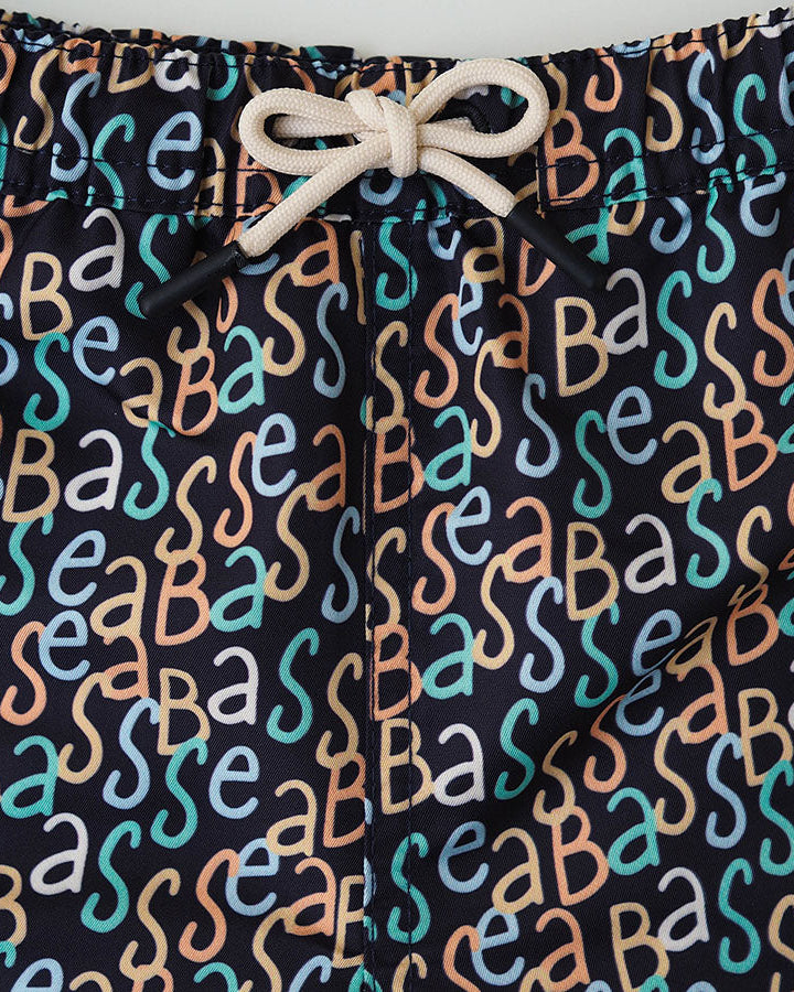 Jungs UV Badeshort Hollywood - Marineblauer Logodruck