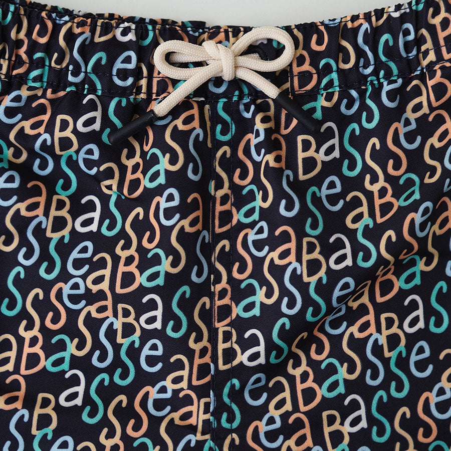 Jungs UV Badeshort Hollywood - Marineblauer Logodruck