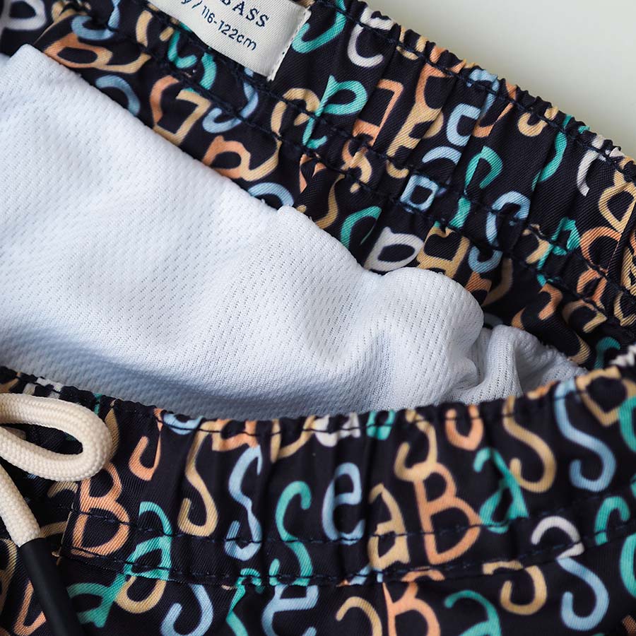 Männer UV Badeshort Hollywood - Marineblauer Logodruck